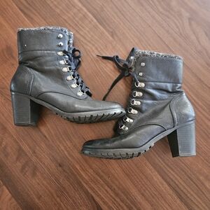 Black Leather Ankle Boots